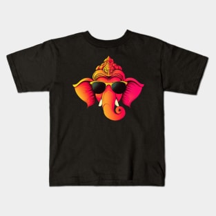 Ganesh Chaturthi Red Portrait Retro Indian Colorful Spiritual Kids T-Shirt